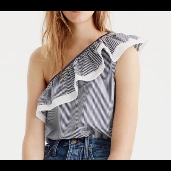 J. Crew One-shoulder Ruffle Top - Picture 1 of 4